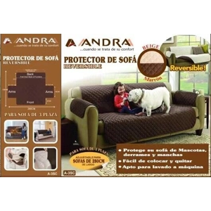 Protector de Sofá ANDRA - Reversible, 3 Plazas, Chocolate-Beige, 280 cm