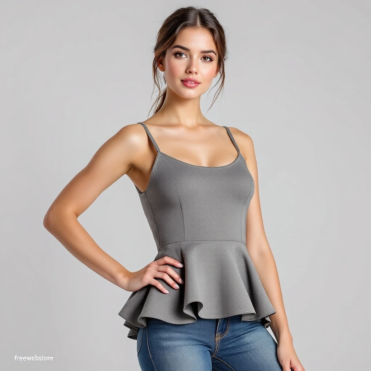 Grey Peplum Cami Top