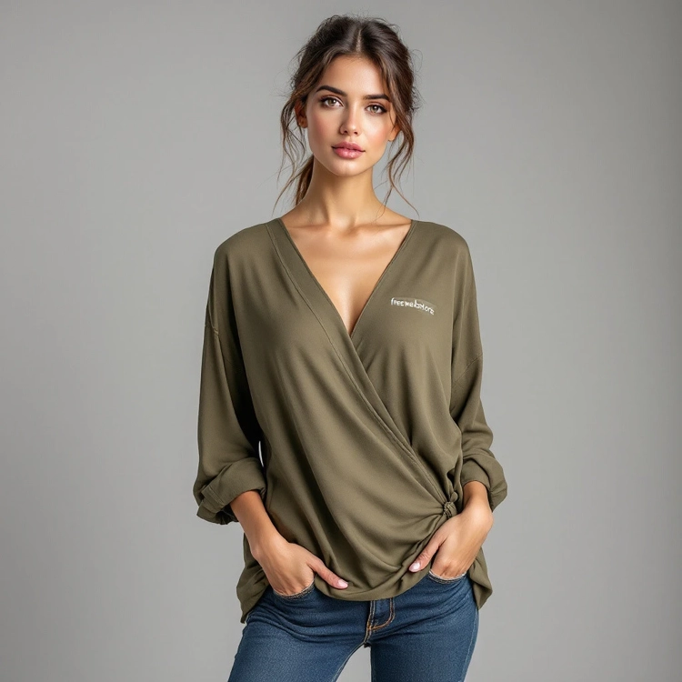 Khaki Wrap Tunic Top