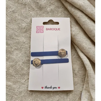 Navy Lion Hair Clips