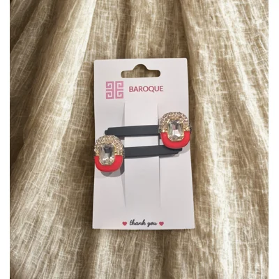 Crimson Diamond Hair Clips