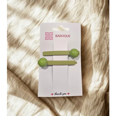 Lime Dot Hair Clips