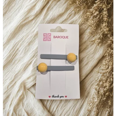 Mustard Dot Hair Clips