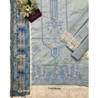 chikan kari dress in blue