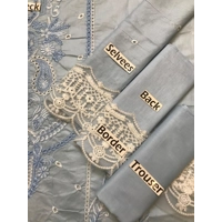 chikan kari dress in blue