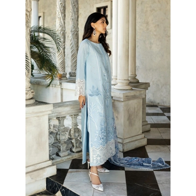 chikan kari dress in blue