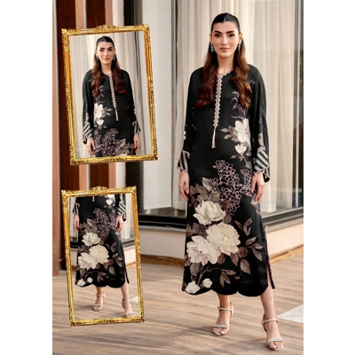 Heavy floral print diamond work dress