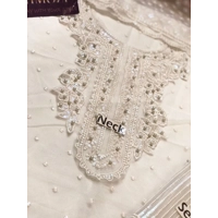 Beautiful white Party wear organza handwork dress