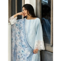 chikan kari dress in blue