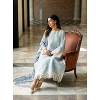 chikan kari dress in blue