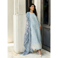chikan kari dress in blue