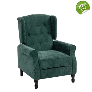 Homcom  Wingback Manual Reclining Dark Green Armchair