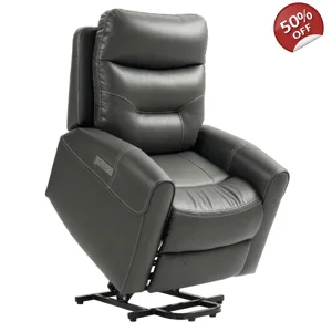 Riser Reclining Faux Leather Grey Chair