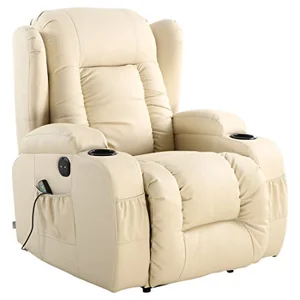 Caesar Electric Auto Leather Wing Cream Recliner Chair