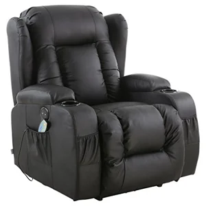 Caesar Electric Auto Leather Wing Black Recliner Chair