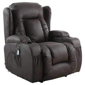 Caesar Electric Auto Leather Wing Brown Recliner Chair