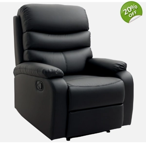 Manual Recliner PU Leather Black Armchair