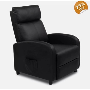 Massage Heated PU Leather Black Armchair