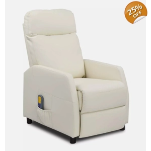 Massage Heated PU Leather White Armchair