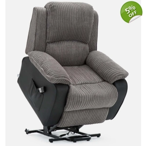 Postana Dual Motor Jumbo Grey Cord Fabric Mobility Chair