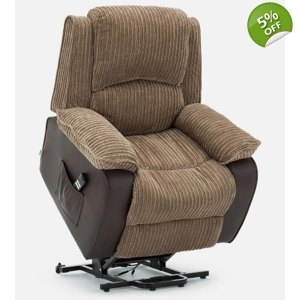Postana Dual Motor Jumbo Brown Cord Fabric Mobility Chair