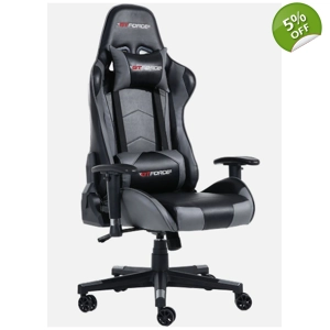 GTForce Pro FX Sport Gaming Grey Faux Leather Chair