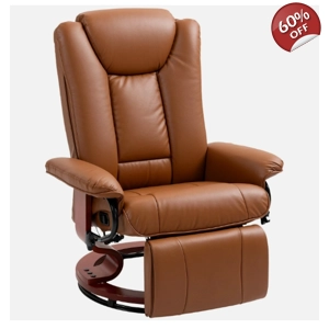 Reclining Brown Leather Armchair With Footrest