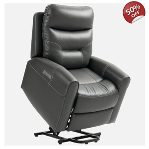 Riser Reclining Faux Leather Grey Chair