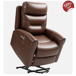 Riser Reclining Faux Leather Brown Chair