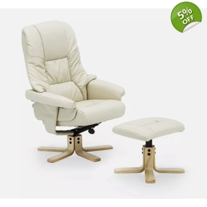 Sorento Cream Swivel Recliner With Stool