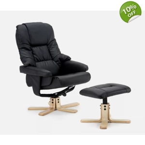 Sorento Black Swivel Recliner With Stool