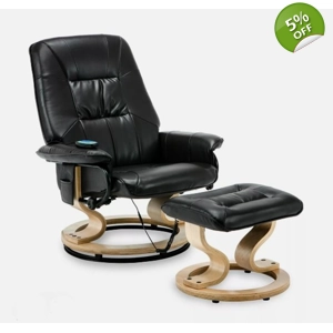 Tuscany Black Swivel Recliner With Stool