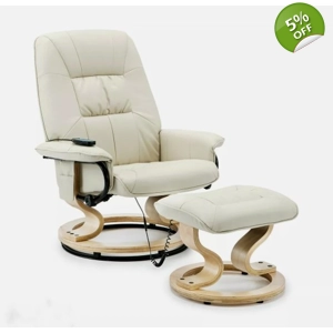 Tuscany Cream Swivel Recliner With Stool
