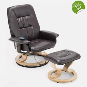 Tuscany Brown Swivel Recliner With Stool