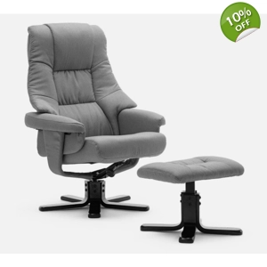 Sorento Grey Swivel Fabric Recliner With Stool