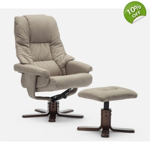 Sorento Pumice Swivel Fabric Recliner With Stool