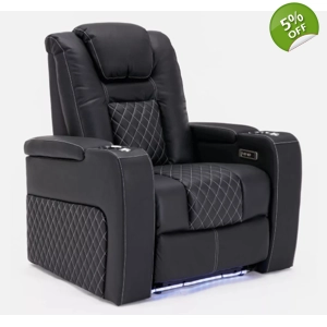 Broadway Electric Black & White Recliner Cinema Chair