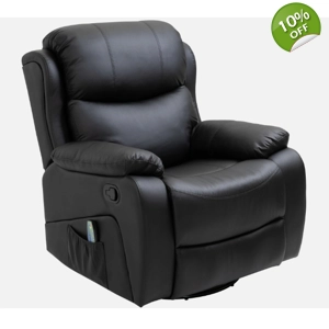 Massage Recliner Black PU Leather Chair