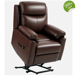 Power Lift Chair PU Leather Dark Brown Electric Recliner