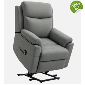 Power Lift Chair, PU Leather Grey Electric Recliner