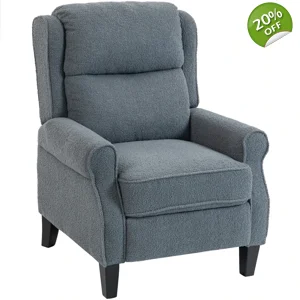 Homcom Wingback Recliner Grey Fabric Recliner Chair