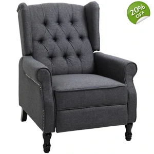 Homcom Wingback Recliner Dark Grey Fabric Recliner Chair
