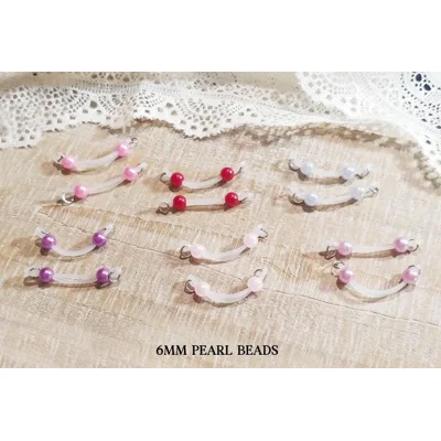 Small Fake Barbells - Non Piercing Nipple Jewelry - 6 mm p..