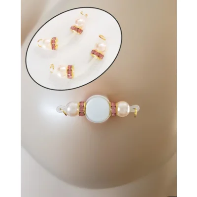 Blush and Pink Gold Rondelles - Fake Barbell Piercing  NON..