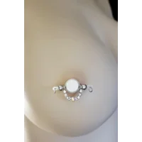 AB Rhinestone Celestial Nipple Stirrup - Non piercing nipple rings - Fake nipple piercing - b-021