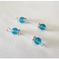 Light Blue Faceted Glass Beads with Rhinestone Rondelles - Chains available- Non Piercing - Adjustab