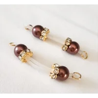 Coco Brown and GOLD Fake Barbell-Non PIERCING Nipple Rings 8mm beads 18k gold plated rondelles  b-09