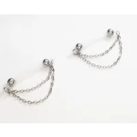 Double Cable Chain Fake Barbell Style- Choose your bead size - Fake Nipple Rings- non piercing- b-03