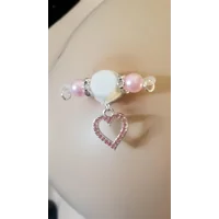 Sweetheart Pink Rhinestone Heart in Gold or Silver Fake Piercing Nipple Jewelry - b-78