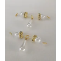 Imitation Pearl Teardrop Barbell Style - NON PIERCING nipple jewelry - Fake Piercing - b-041gold